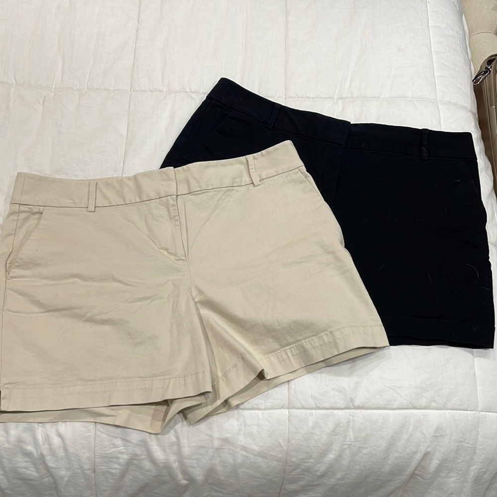 Lot of 2: Loft Riviera shorts, 14, black and khaki, 6”